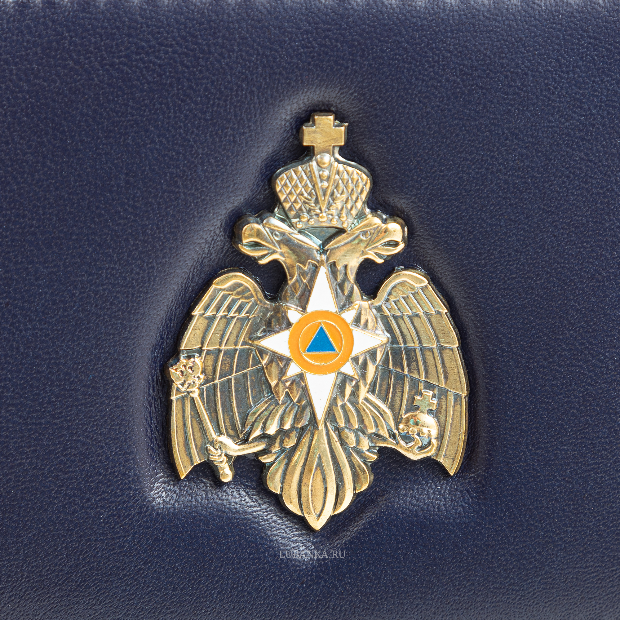 Обложка для удостоверения МЧС с жетоном узкая пухлая темно синяя