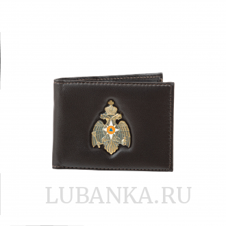 Обложка для удостоверения МЧС с жетоном узкая пухлая коричневая