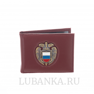 Обложка для удостоверения ФСО с жетоном узкая пухлая бордовая
