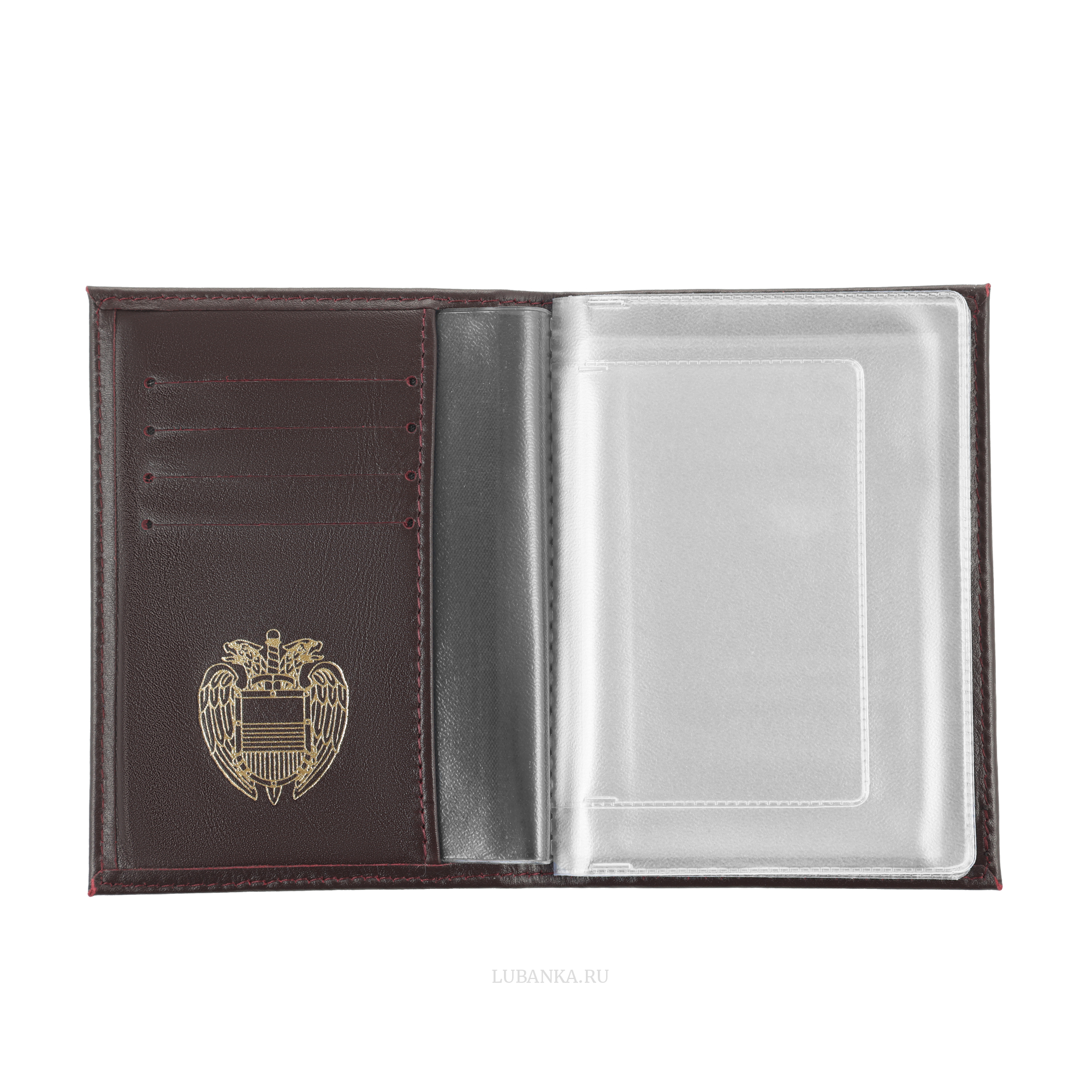 Обложка для автодокументов ФСО с картхолдером бордовая