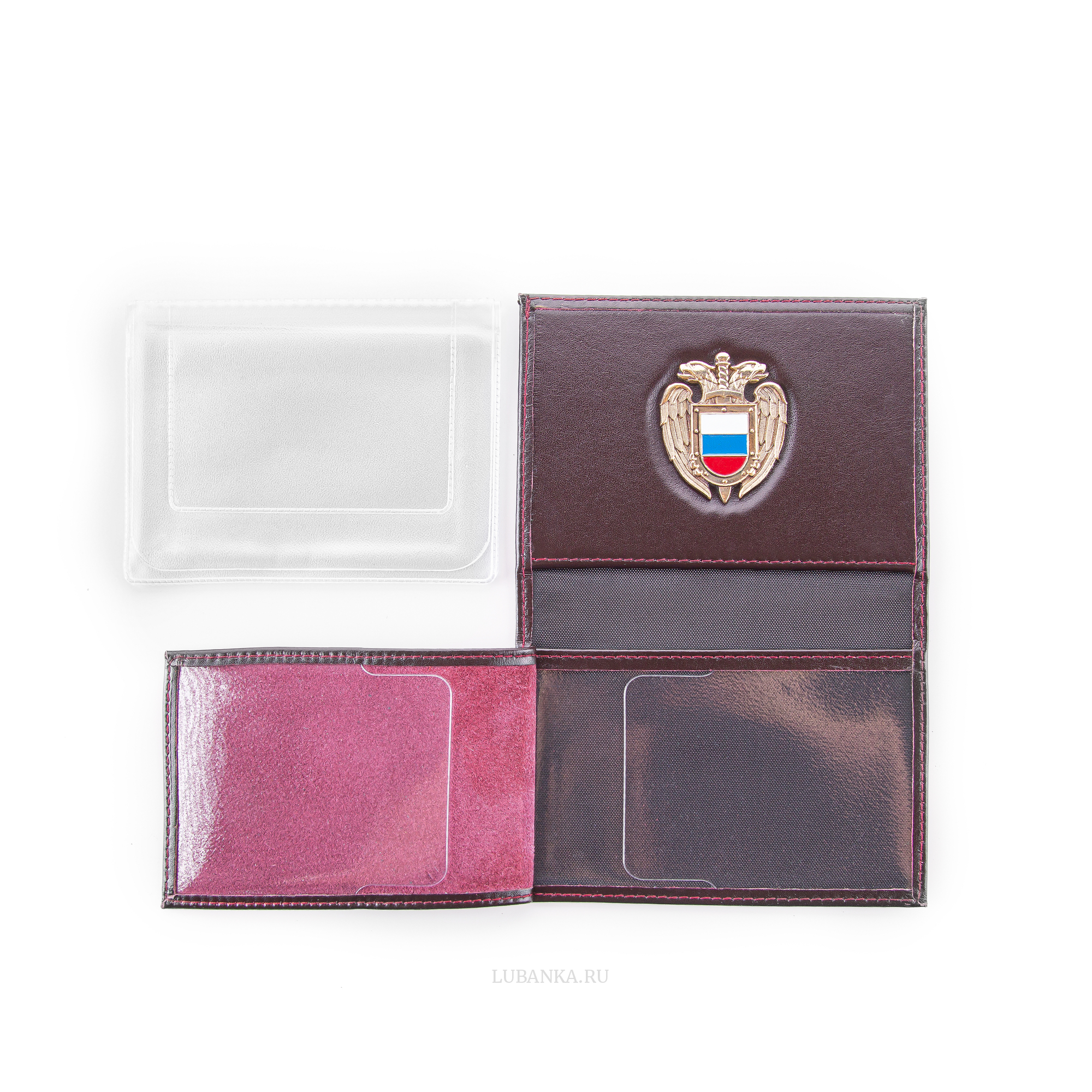 Обложка для автодокументов и удостоверения ФСО с жетоном бордовая