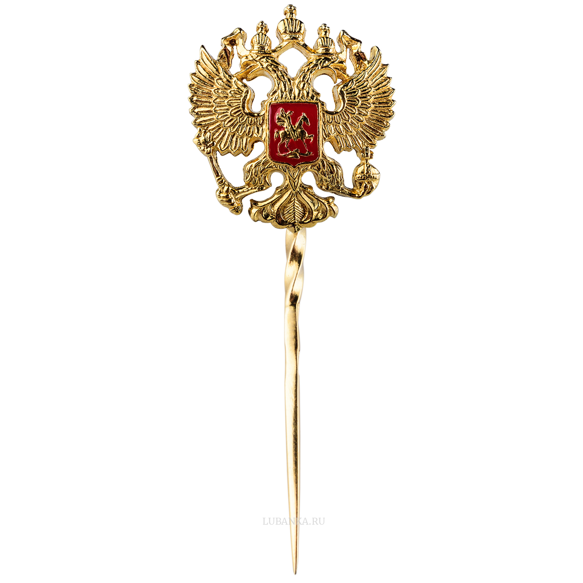 Заколка Герб России серебро с позолотой