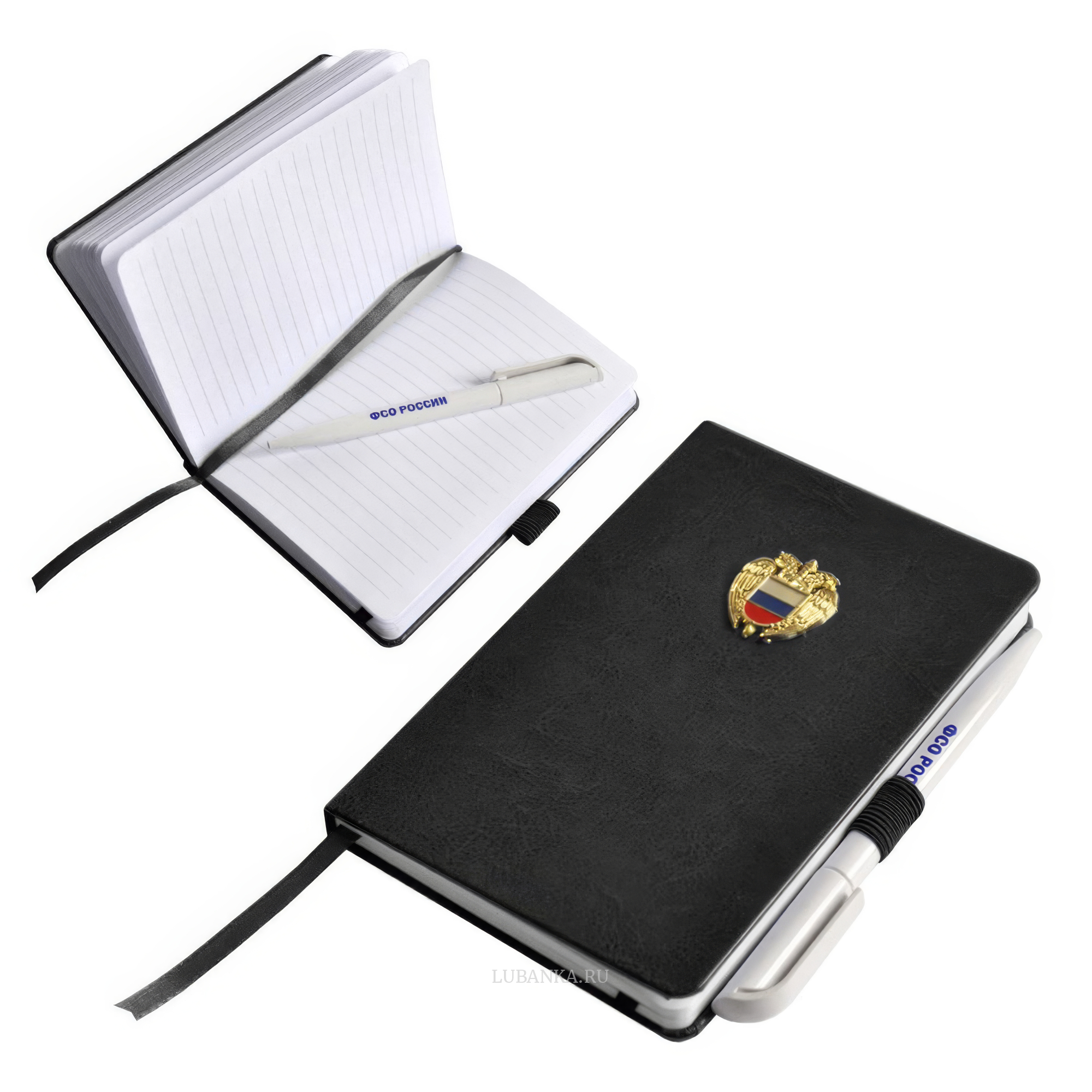 Блокнот с ручкой ФСО черный