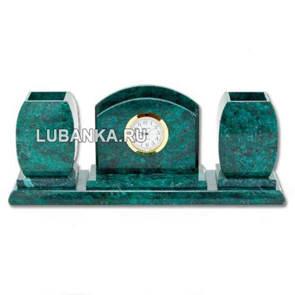 Настольный набор для руководителя «Часы» из камня