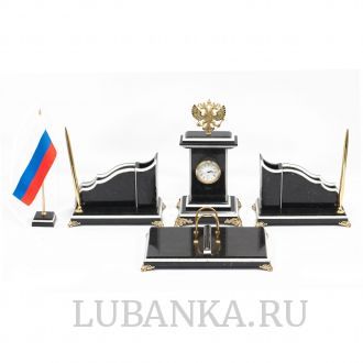 Настольный набор «Герб» змеевик мрамор