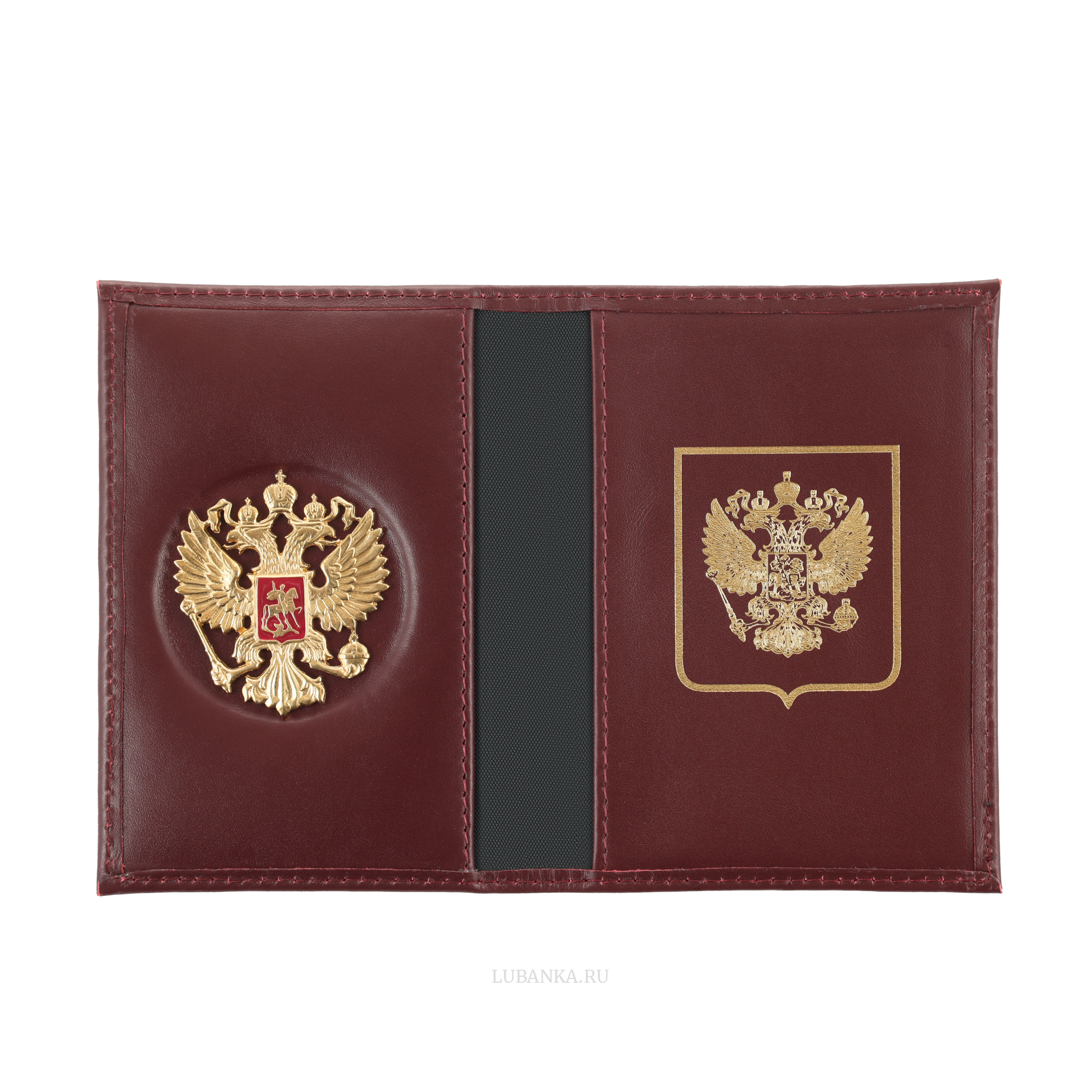 Обложка для автодокументов Россия с жетоном бордовая